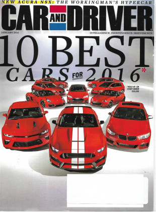 CAR & DRIVER 2016 JAN - 10 BEST CARS OF '16, '17 ACURA NSX, BMW X6 M v GLE53 S